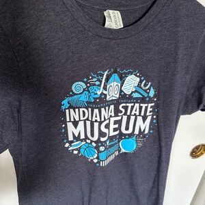 Bella Canvas Indiana State Museum Tee - Charcoal and Light Blue